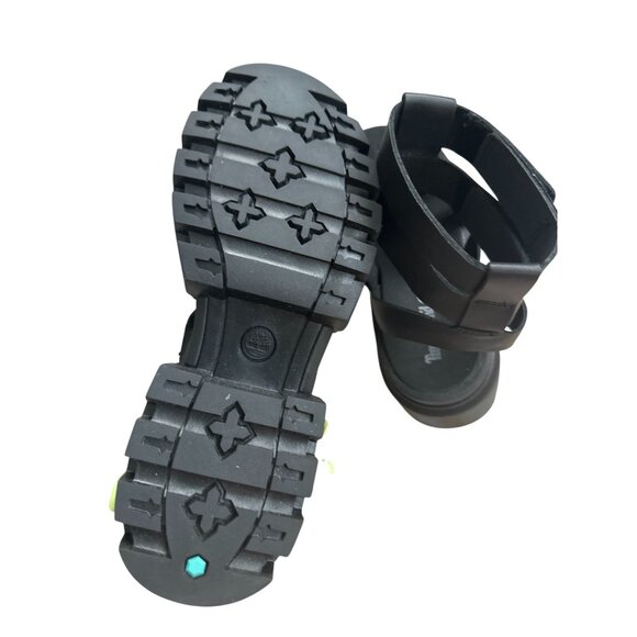 TIMBERLAND Women's Black Leather Platform Sandals Size 6.5 - Picture 4 of 8